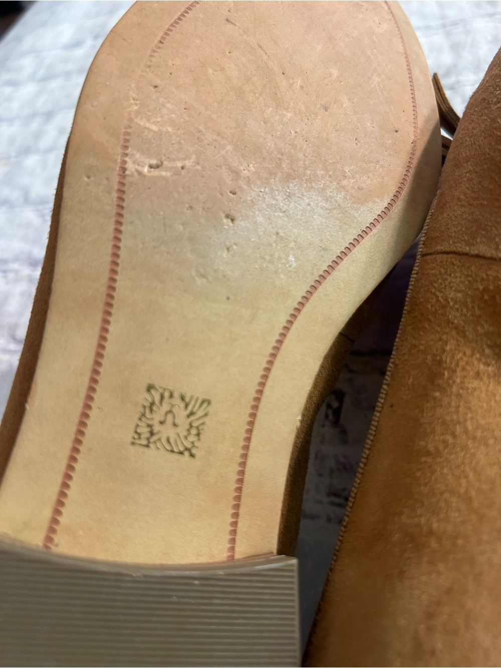 ANNE KLEIN IFLEX DIXIE CARMEL TAN SUEDE FRINGE TASSELS ON VAMP FLATS WOMEN/S 7.5 - Picture 9 of 10
